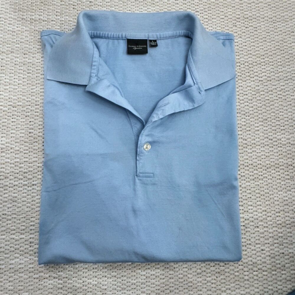 Fairway & Greene Signature Men's Golf Polo 100% Mercerized Cotton Blue Size L